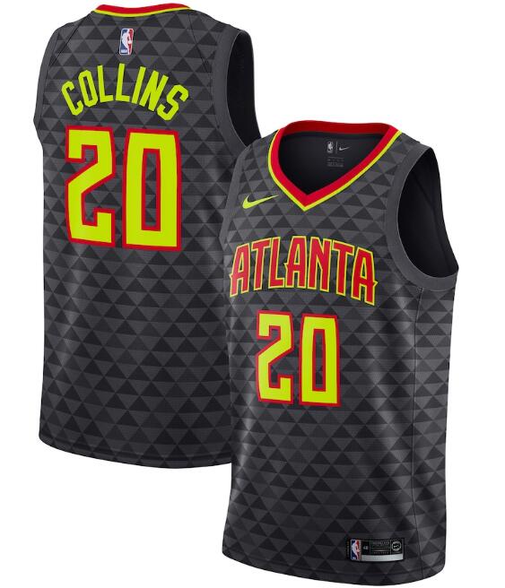 Men's Atlanta Hawks #20 John Collins Black NBA Icon Edition Stitched Jersey